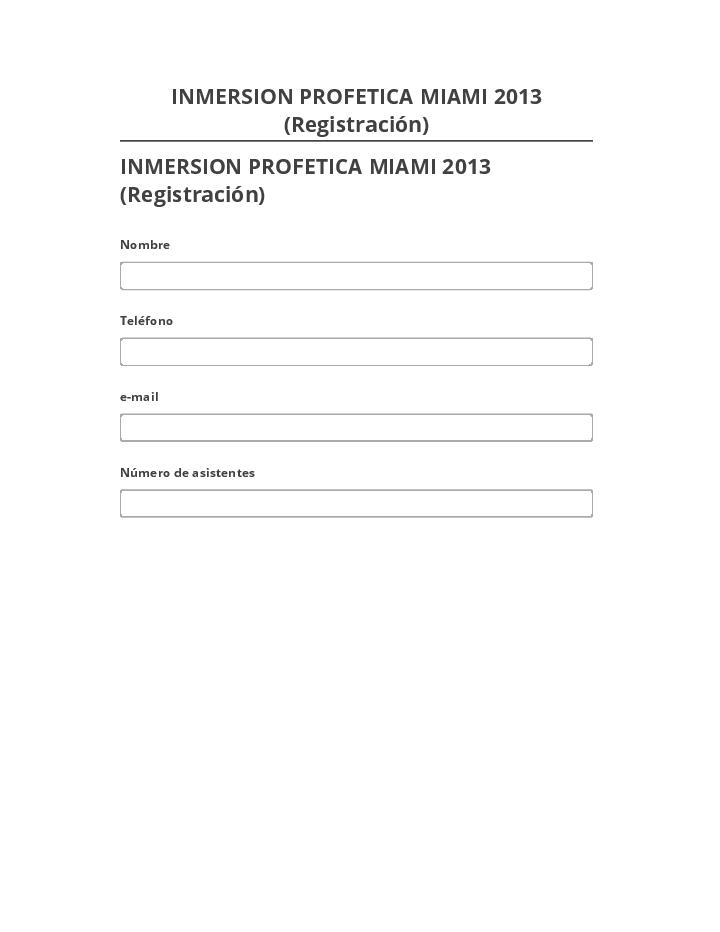 Pre-fill INMERSION PROFETICA MIAMI 2013 (Registración)
