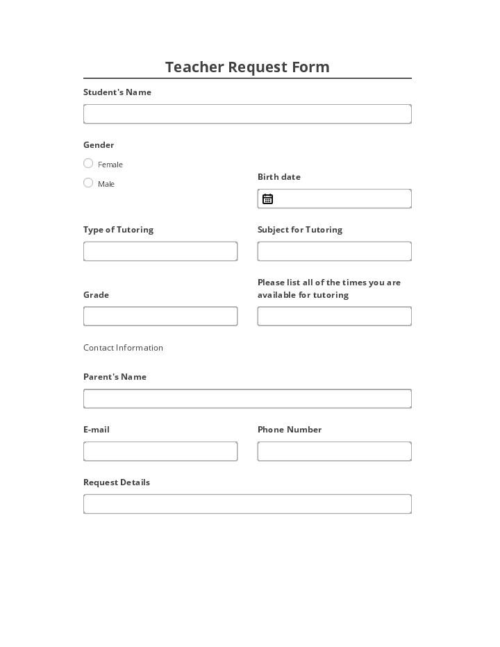 Pre-fill Teacher Request Form from Netsuite