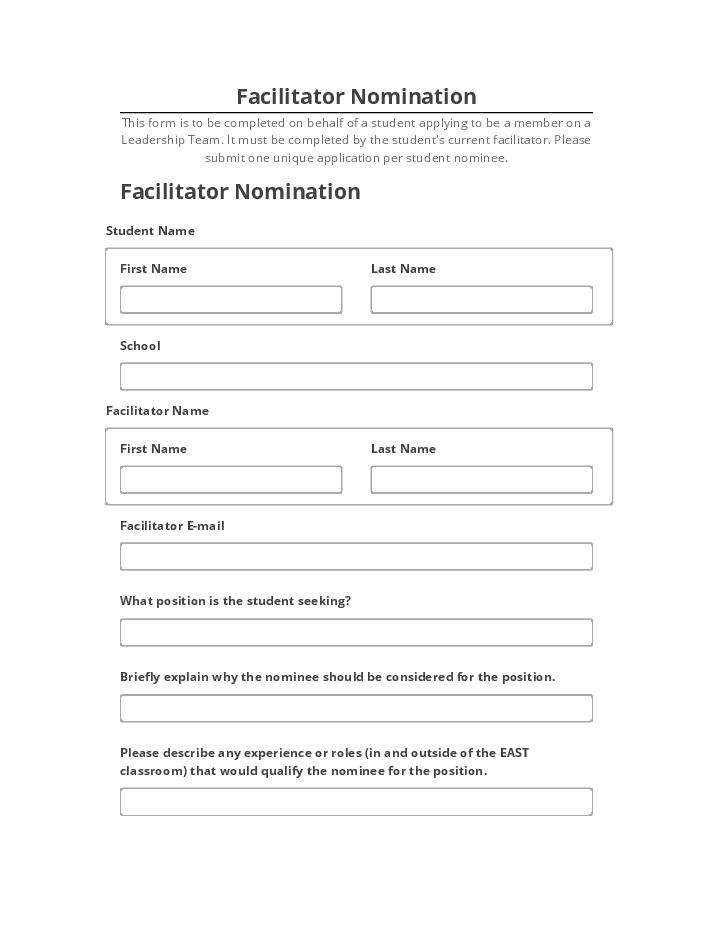 Manage Facilitator Nomination Netsuite