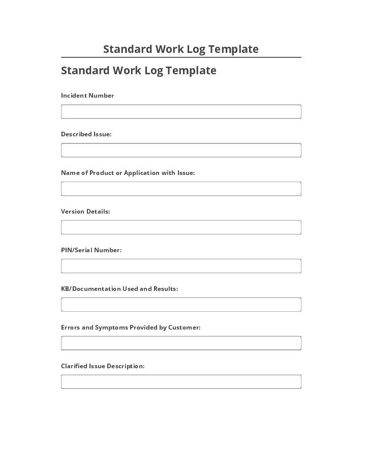 Automate Standard Work Log Template