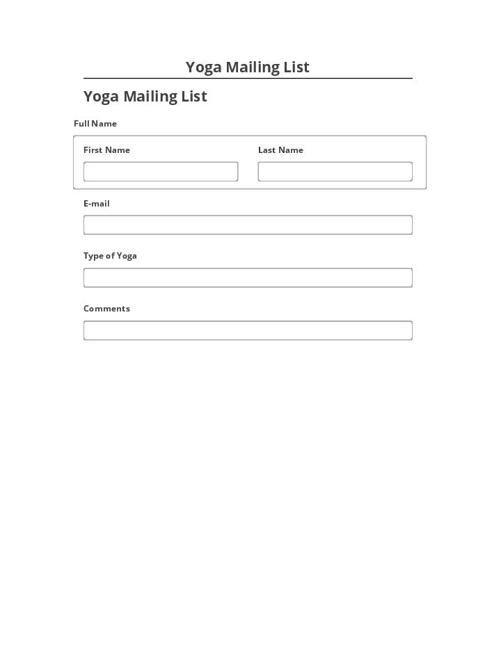 Incorporate Yoga Mailing List Salesforce