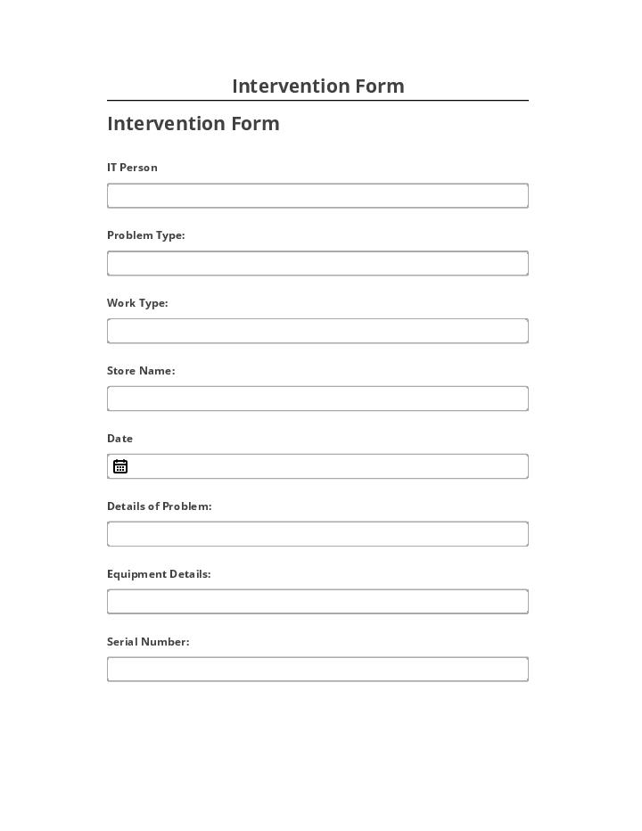 Arrange Intervention Form Netsuite