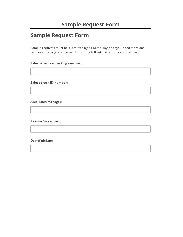 Manage Sample Request Form Salesforce