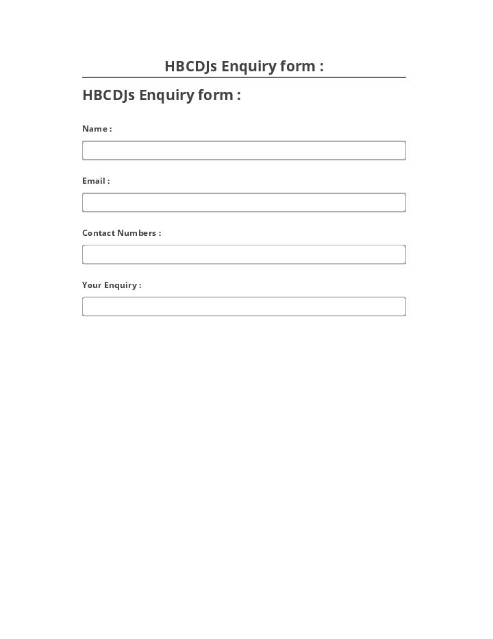 Arrange HBCDJs Enquiry form : Netsuite