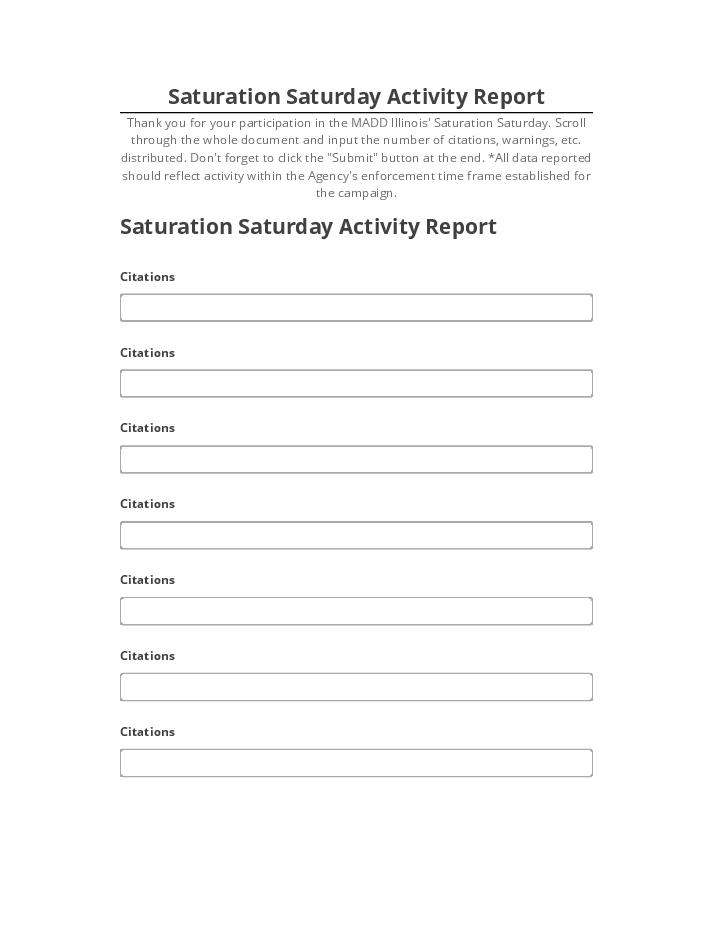 Manage Saturation Saturday Activity Report Salesforce