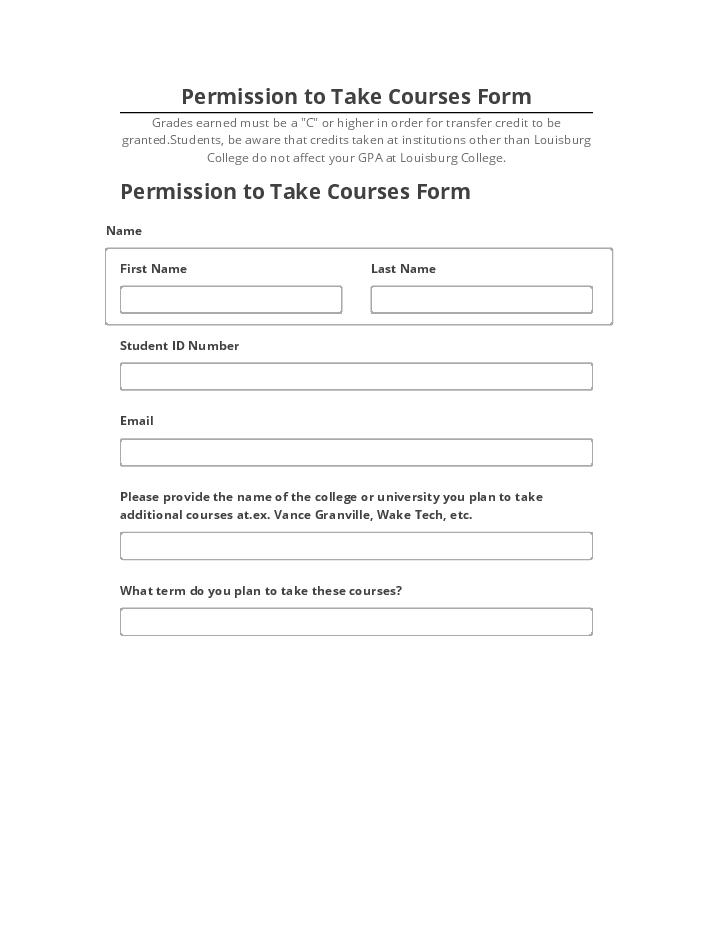 Pre-fill Permission to Take Courses Form Netsuite