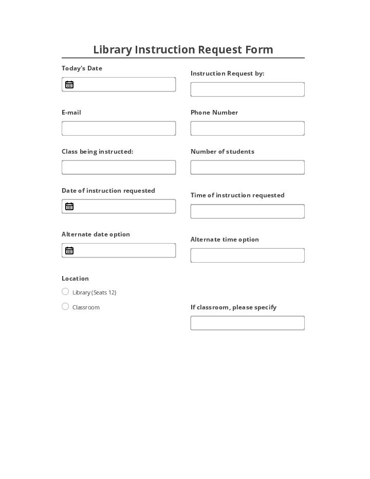 Pre-fill Library Instruction Request Form Netsuite