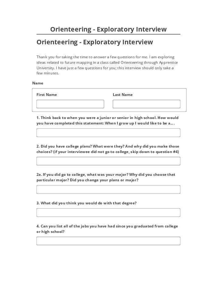 Pre-fill Orienteering - Exploratory Interview Salesforce