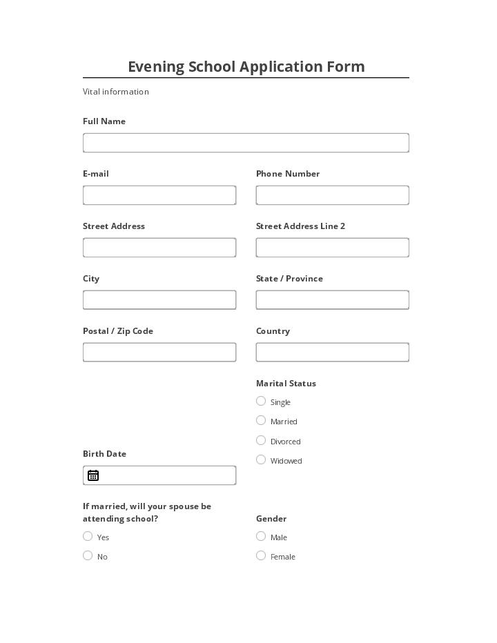 Archive Evening School Application Form Salesforce