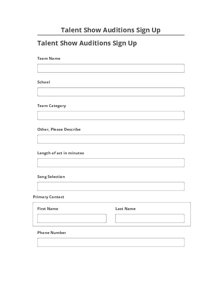 Update Talent Show Auditions Sign Up Salesforce