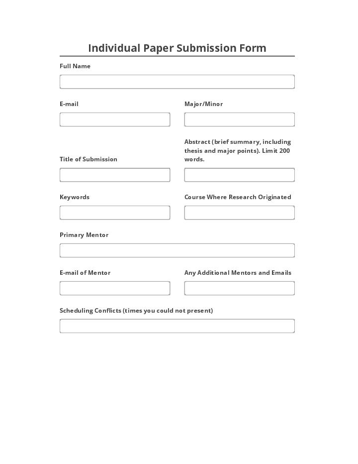 Manage Individual Paper Submission Form Netsuite