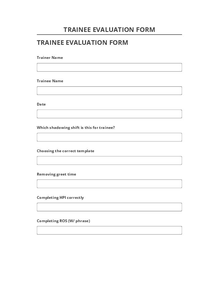 Incorporate TRAINEE EVALUATION FORM Netsuite