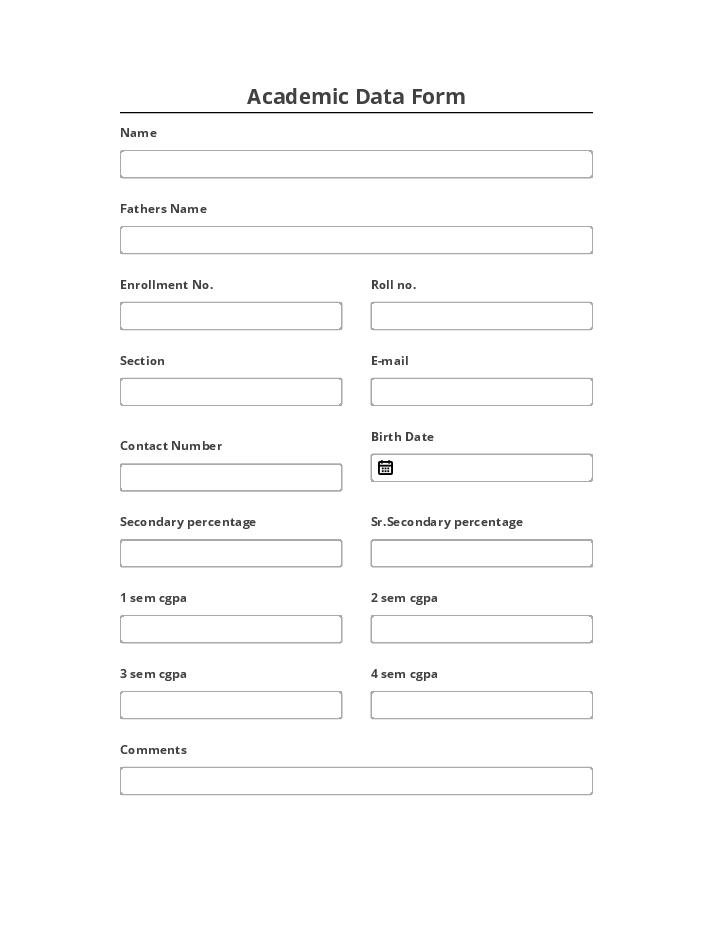 Manage Academic Data Form Netsuite