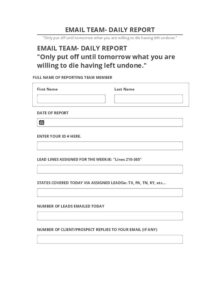 Incorporate EMAIL TEAM- DAILY REPORT Microsoft Dynamics