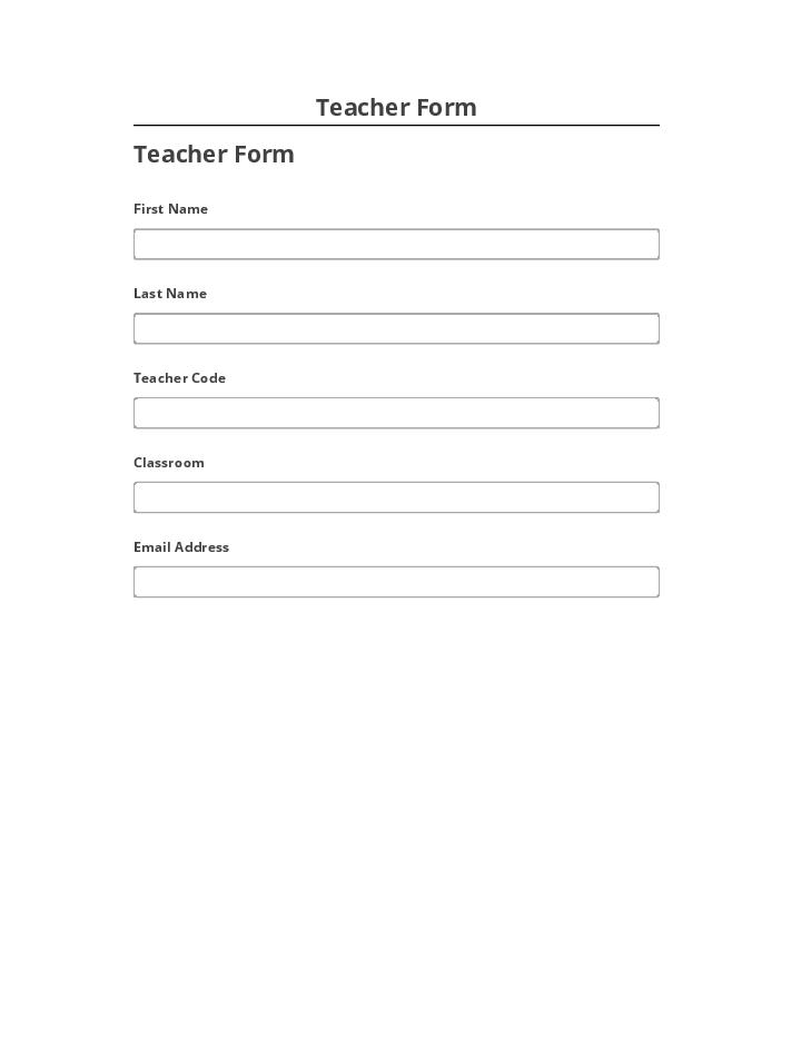 Pre-fill Teacher Form Salesforce