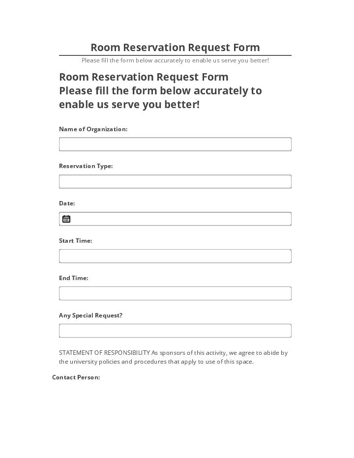 Pre-fill Room Reservation Request Form Netsuite