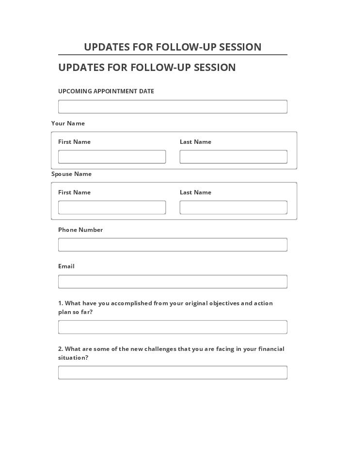 Manage UPDATES FOR FOLLOW-UP SESSION