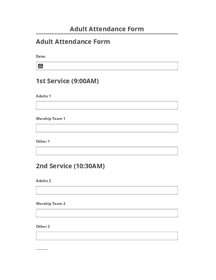 Pre-fill Adult Attendance Form