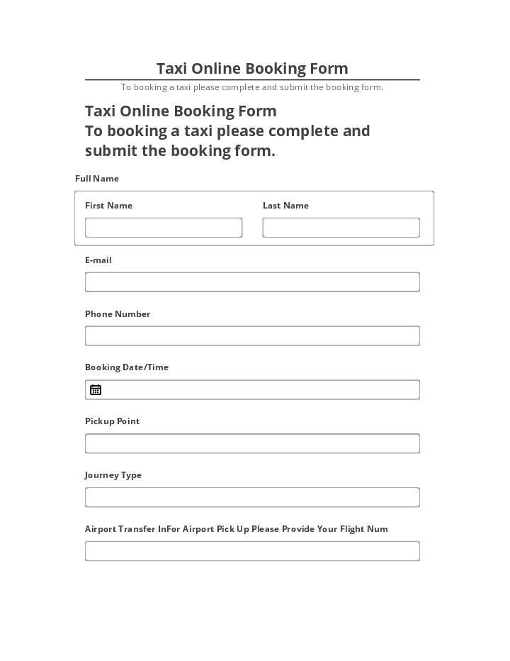 Arrange Taxi Online Booking Form Salesforce