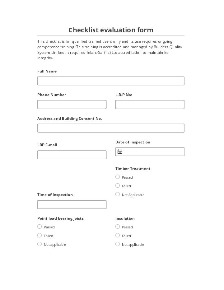 Incorporate Checklist evaluation form Salesforce