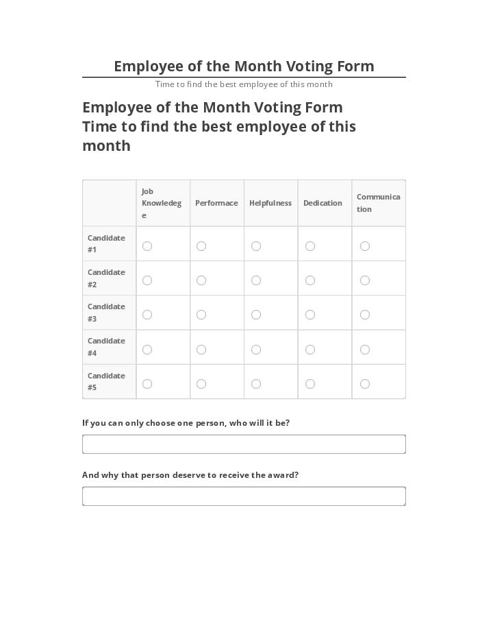 Pre-fill Employee of the Month Voting Form Netsuite