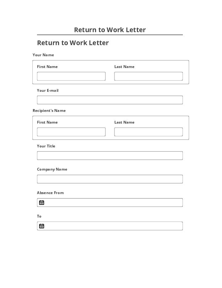 Synchronize Return to Work Letter Salesforce