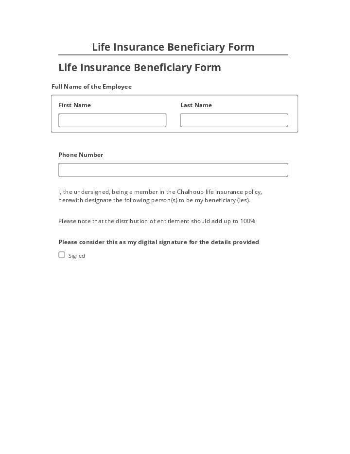 Update Life Insurance Beneficiary Form