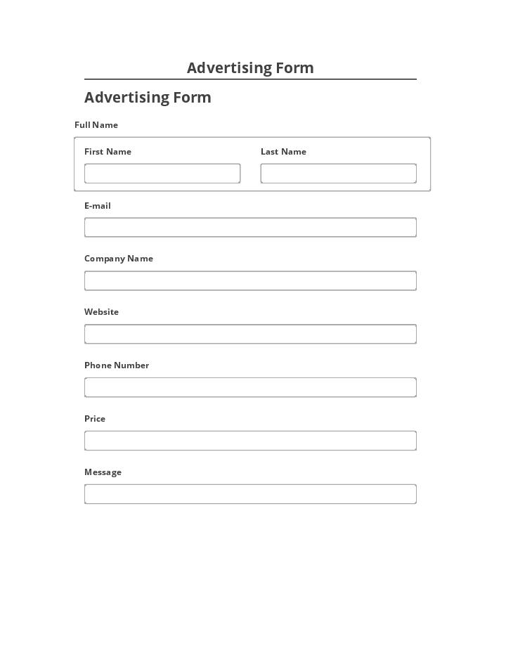 Integrate Advertising Form
