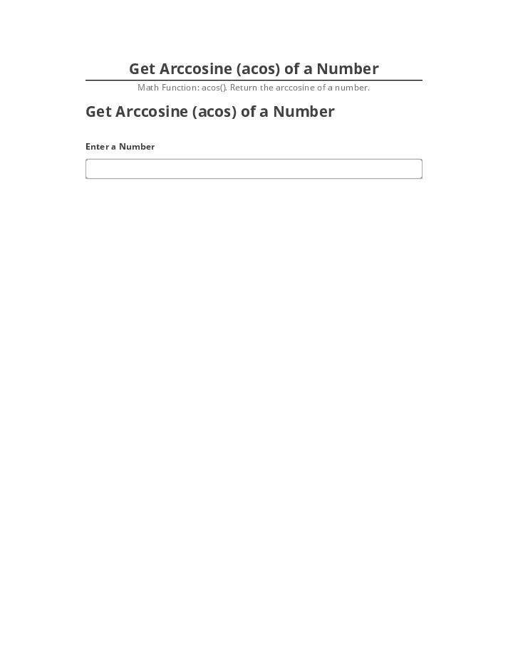 Export Get Arccosine (acos) of a Number Netsuite