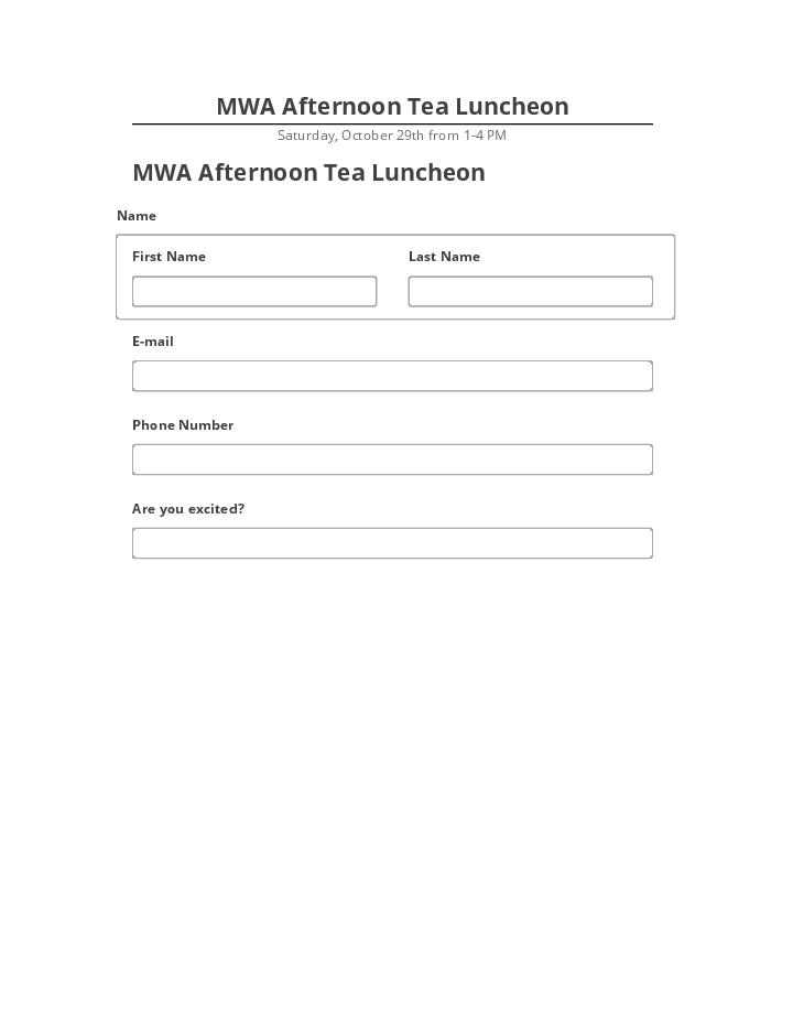 Automate MWA Afternoon Tea Luncheon Salesforce