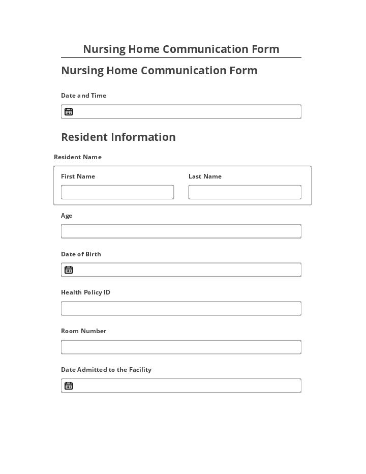 Pre-fill Nursing Home Communication Form Netsuite