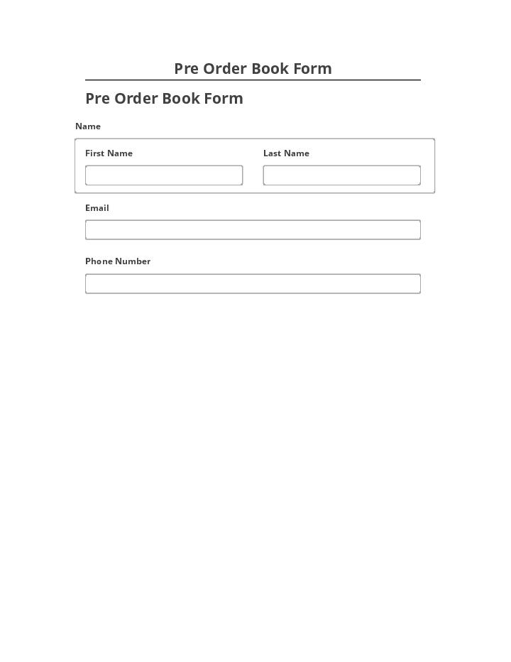 Arrange Pre Order Book Form