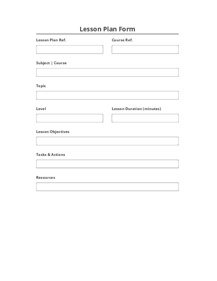 Incorporate Lesson Plan Form Netsuite