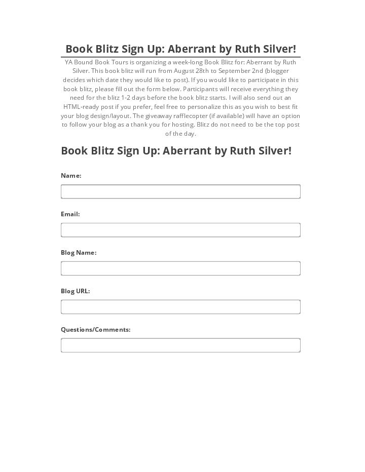 Manage Book Blitz Sign Up: Aberrant by Ruth Silver! Netsuite