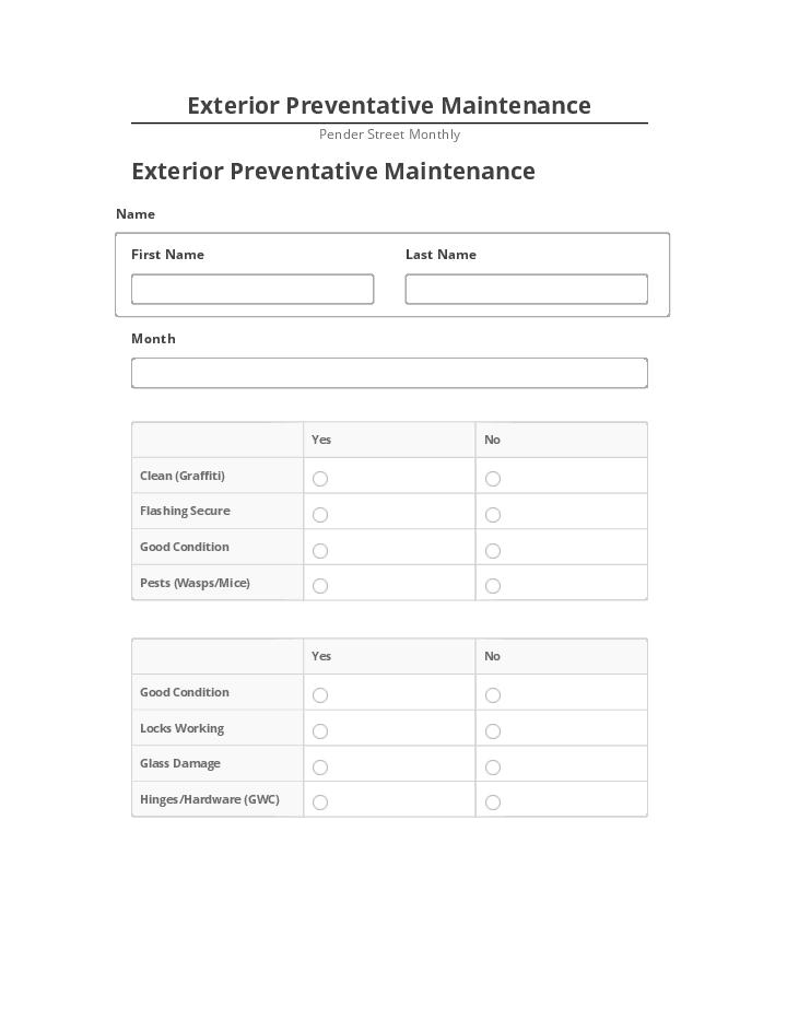 Export Exterior Preventative Maintenance Salesforce