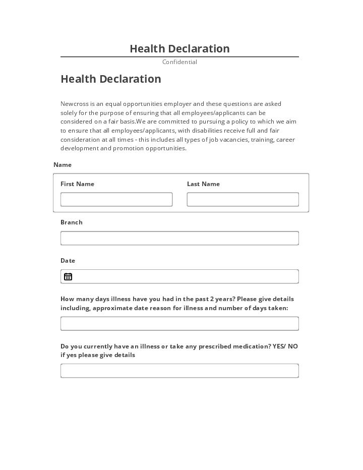 Arrange Health Declaration