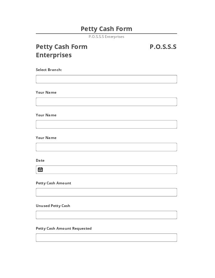 Pre-fill Petty Cash Form Netsuite