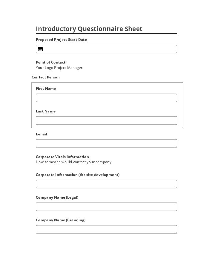 Export Introductory Questionnaire Sheet to Netsuite