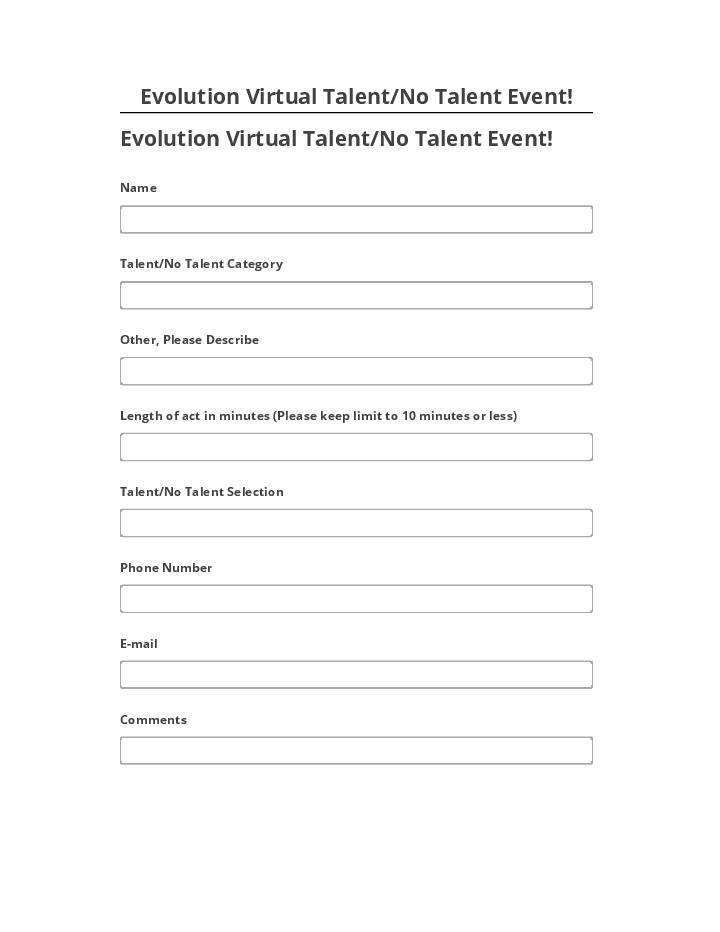 Pre-fill Evolution Virtual Talent/No Talent Event! Netsuite