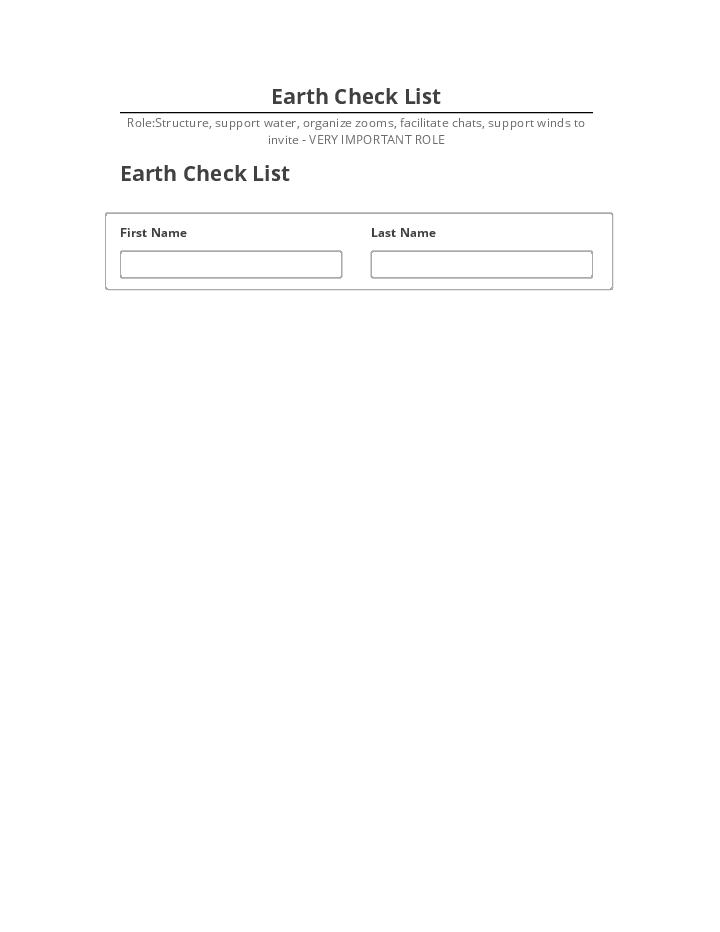 Manage Earth Check List