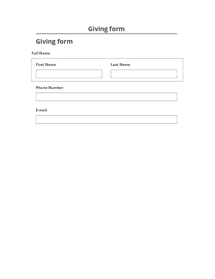 Pre-fill Giving form Netsuite