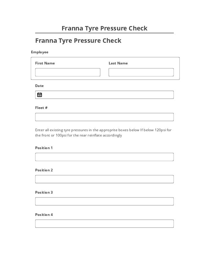 Pre-fill Franna Tyre Pressure Check Salesforce