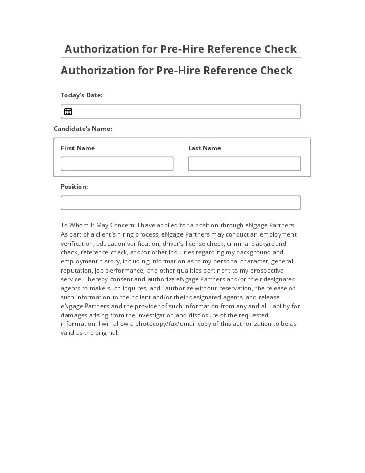 Export Authorization for Pre-Hire Reference Check Salesforce