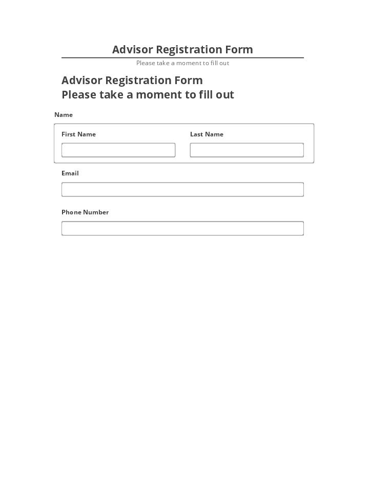 Pre-fill Advisor Registration Form