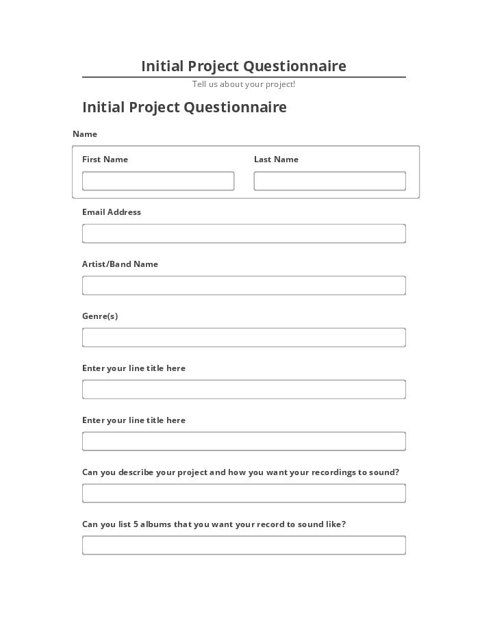Pre-fill Initial Project Questionnaire Netsuite