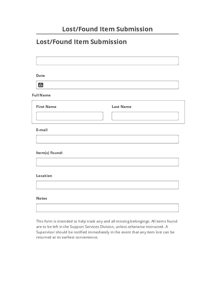 Arrange Lost/Found Item Submission