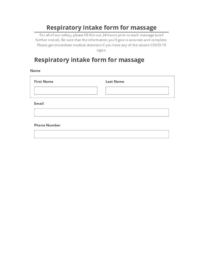 Extract Respiratory intake form for massage Salesforce