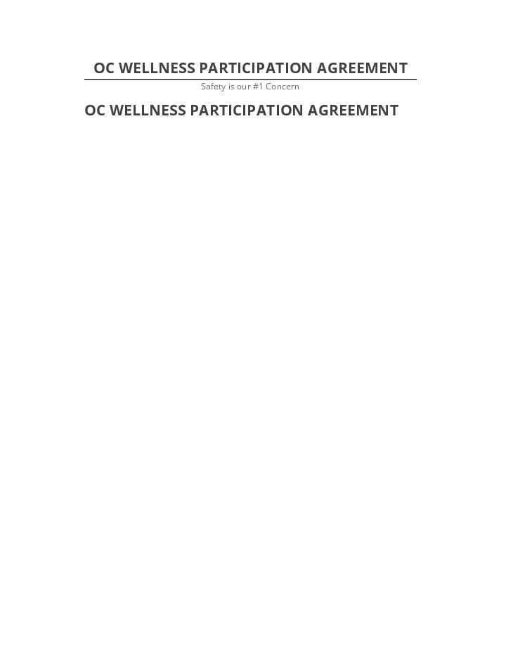 Archive OC WELLNESS PARTICIPATION AGREEMENT