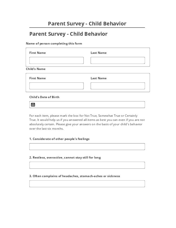 Export Parent Survey - Child Behavior Netsuite