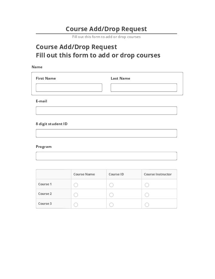 Pre-fill Course Add/Drop Request Microsoft Dynamics